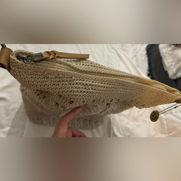 The Sak Sequoia Crochet Cream Rose Gold Hobo Elegant Shoulder Bag Bohemian Boho - Picture 7 of 16